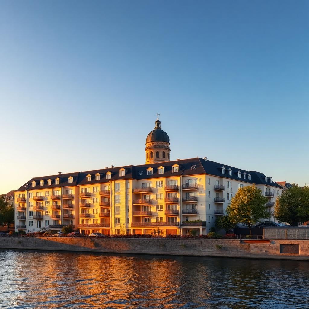 Modernes Magdeburger Mehrfamilienhaus an der Elbe mit Dom im Hintergrund – Service365 Hausverwaltung
